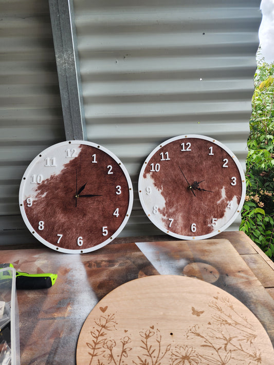 Clock with Cowhide