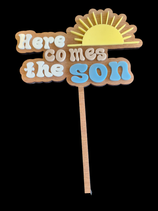 Cake topper boho beach here comes the Son