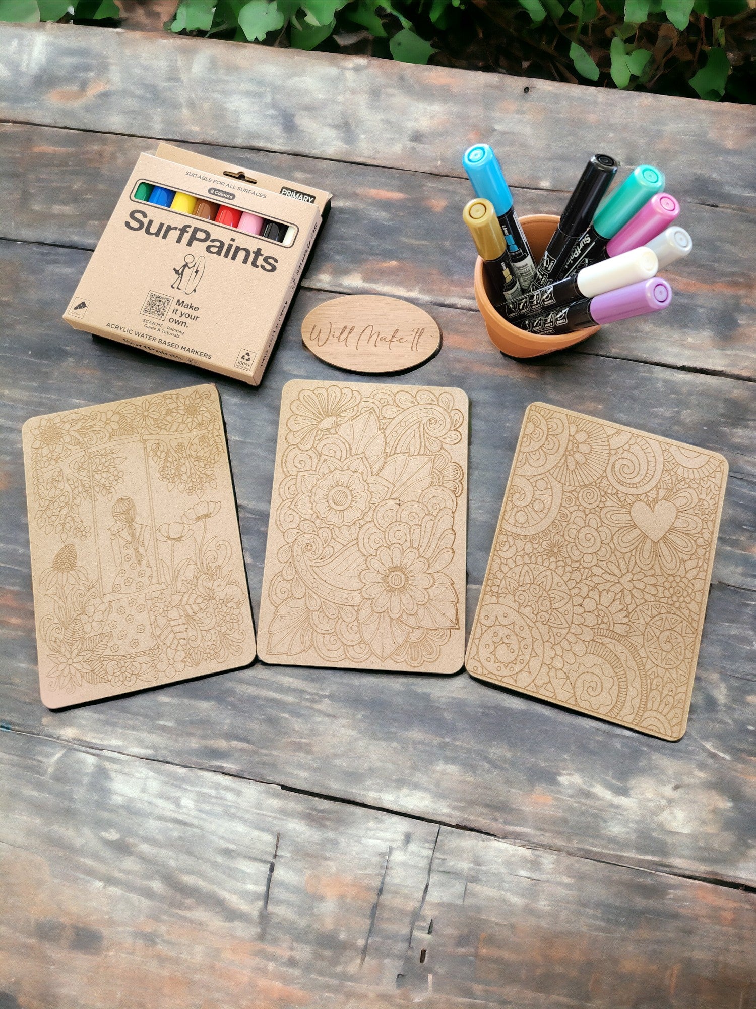 Engraved A5 Colouring Boards x 3